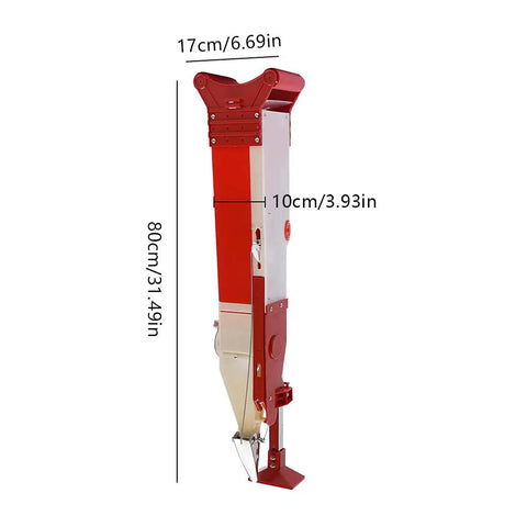 Adjustable Handheld Fertilizer Applicator for Garden and Lawn Manual Single Cylinder Planter, red and silver, side view