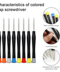 Colored cap screwdriver set with rear rotatable design, comfortable grip, and magnetic screwdriver head.