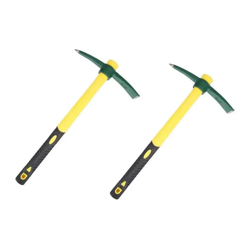 Pair of 18 Inch Steel Forged Pickaxe With Lightweight Fiberglass Handle, Double Headed Weeding Mattock For Digging, Gardening, And Camping