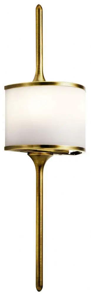 Mona 22 Inch Two Light Halogen Wall Sconce With Satin Etched White Diffuser In Natural Brass Finish For A Modern Yet Classic Vibe