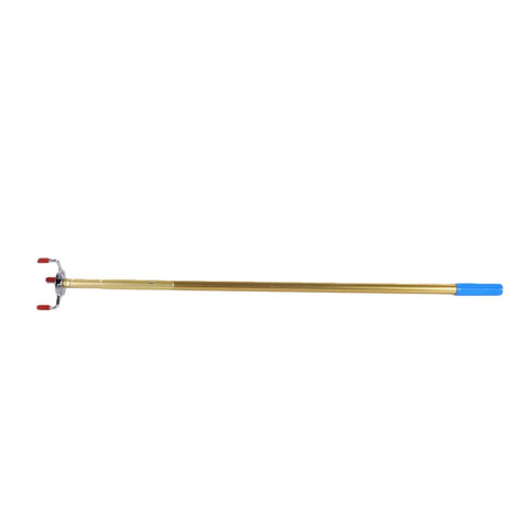 Heavy Duty Smoke Alarm Removal Tool With Extended Telescoping Aluminum Pole For High Vaulted Ceilings and tricky detaches showing a long pole with a gripping mechanism.