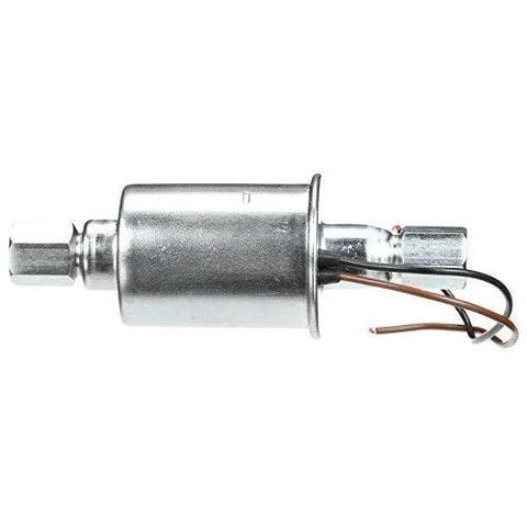 Side view of Universal 12V Inline Diesel Fuel Pump For Beefy Diesel Installations, OE Heritage Quality with wiring.