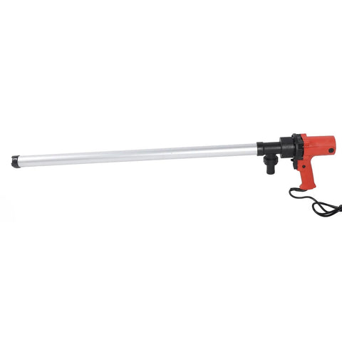 Game Changer Electric Drum Pump With 8000 Rpm Motor Delivering Solid 60 To 80 Lpm Flow For No Sweat Liquid Transfers Of Kerosene Milk Alcohol Or Water Into Standard 200L 220L Drums On Us Plug 110V Setup, with red handle and silver tube.