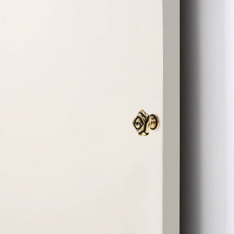 Vintage Floral Cabinet Knobs 1.38 Inch Brass Retro Flower Drawer Pulls Handles For Dressers Wardrobes And Cabinets Set Of 2 installed view
