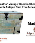 Agee Heavy Duty 7 Inch Antique Cast Iron Strap Hinge on Maranatha Wooden Chest with Matte Black Finish by Adonai Hardware