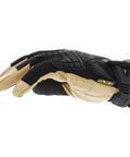 Heavy Duty Leather Work Gloves With Hi Viz TPR Knuckle Guards And Finger Protection, D3O Palm Padding Absorbs Shock, side view