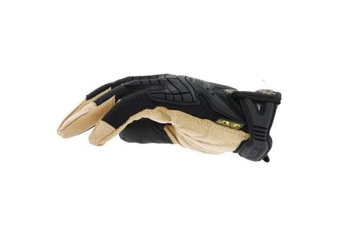 Heavy Duty Leather Work Gloves With Hi Viz TPR Knuckle Guards And Finger Protection, D3O Palm Padding Absorbs Shock, side view