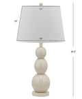 Jayne Modern Contemporary Glass 3 Sphere Table Lamps Set Of 2 In Light Gray With 28 Inch Tall Fabric Drum Shades LED Bulbs Included