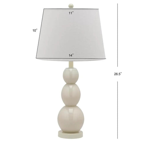 Jayne Modern Contemporary Glass 3 Sphere Table Lamps Set Of 2 In Light Gray With 28 Inch Tall Fabric Drum Shades LED Bulbs Included