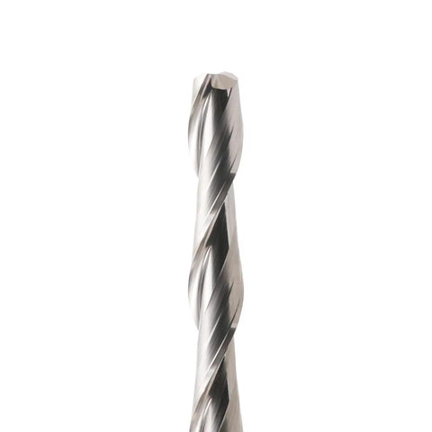 Premium Heavy Duty CNC Router Bits Featuring 1/8 Inch Shank Solid Carbide End Mills with Slick Flat Nose Upcut Spiral Design.