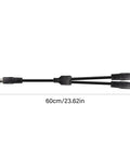 Slick Black Y Splitter Charging Extension Cable With Tangle Free Layout For Hassle Free Device Sync And Ultra Clean Cable Management Perfect For Tight Quarters Installations Plus Smart Short Throw Design Keeps Your Rig Looking Sharp, 60cm length, black.