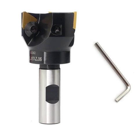 OSCARBIDE indexable end mill with 3/4 in shank, 2 in cutting diameter, 3-flute, carbide inserts, includes hex key