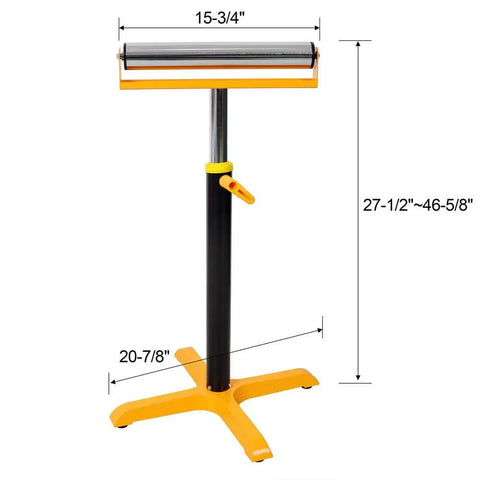 Heavy Duty Roller Stand Shop Workhorse 170 Lb Load Capacity Height Adjustable 27.5 To 46.6 Inches with chrome drum and sturdy base.