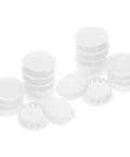 Easy SnapIn Hole Plugs For Furniture And Cabinets, White Round Flush Caps, 2 Inch Plastic Locking Cover Caps, Quick Install, 20 Pack