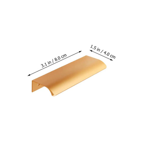 Gold Invisible Flush Pull Handles For Cabinet Doors Four Pack No Drill Install Easy Grip Wardrobe Drawers Kitchen Cupboards And Closets In Modern Gold Finish, showing size dimensions.