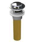 Rock Solid EZ Click Bathtub Drain With Built In Overflow And 5 Inch Tailpiece Included heavy duty chrome finish top view with overflow slot.
