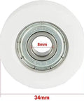 Smooth As Butter 2Pcs Guide Bearing Pulleys For Linear Motion Rails Heavy Duty Nylon Metal Roller Wheels With 8Mm Bore, top view showing 8mm bore and 34mm width.