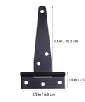 4-inch T Shape hinge dimensions from 12 Pack 4 Inch T Shape Hinges Built To Last Heavy Duty Rustproof Iron Gate And Door Hardware With Six Screw Holes Flexible Quiet Open And Close For Outdoor Gates And Indoor Doors