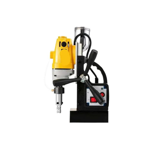Heavy Duty Magnetic Drill Press With A Mean 1100W Motor and Fully Adjustable Stand for precision drilling steel plates.