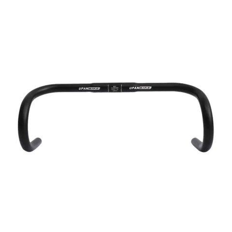Fixed Gear Road Bike Bent Drop Handlebars Aluminum Alloy 25.4mm Or 31.8mm Clamp Black Lightweight Street Bar front view