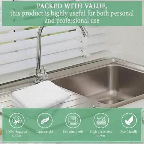 100 Percent Cotton Terry Cleaning Rags 14 By 17 Inches White Pack Of 60 Soft Large Multipurpose Towels on kitchen sink