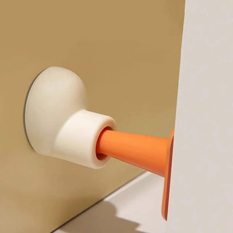 4 Pack Wall Mounted Door Stops Heavy Duty Door Protectors made of PP and TPR in use, preventing wall scratches and dents