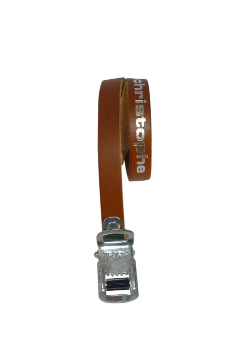 Christophe Leather Toe Straps For Pedal Comfort, Adjustable Fit, Classic Leather Construction, Dark Brown, X Large, 370mm Length