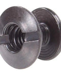 Heavy Duty Black Chicago Screws And Binding Posts For Leather Straps And Belts With Thru Hole Open Slot Design close-up view of a binding post.