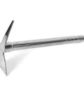 Double Hoe Garden Tool For Weeding And Planting Stainless Steel Lightweight And Portable Grab And Go Weeder, shown in side view.