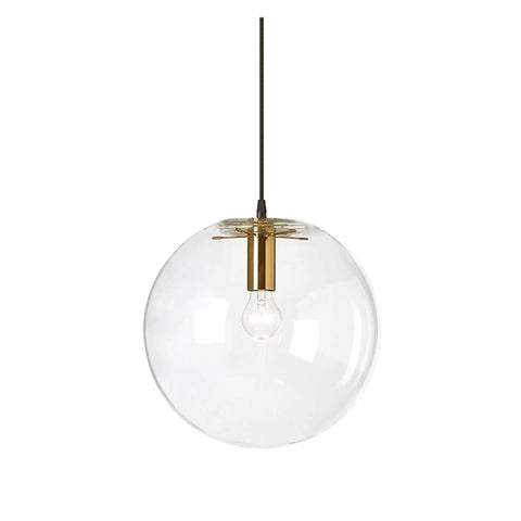 Glass Ball Lampshade Pendant Light With E27 Socket Vintage Brass Gold Head Hanging Droplight Transparent Ball Style