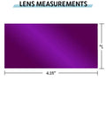 Magenta Drop In Welding Lens 2 X 4.25 Inch for Arc Welding Flare Reduction and Enhanced Color Clarity with dimensions shown