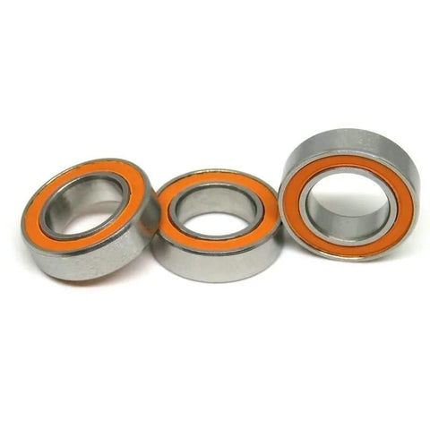 Three S688 ceramic ball bearings 8x16x5 mm with orange seals