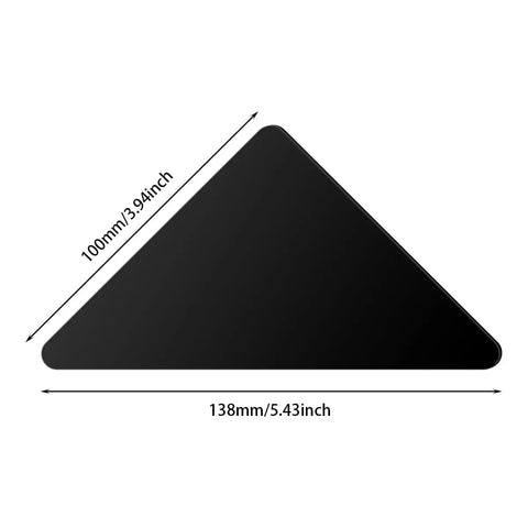 Non Slip Rug Grippers 12 Pack Double Sided Adhesive Rug Tape Reusable Triangle Corner Pads For Hardwood Floors And Tiles Keeps Rugs Flat Stops Curling Easy Peel And Apply Black showing size dimensions