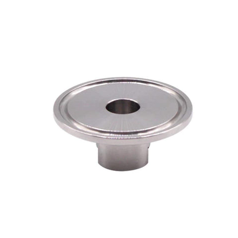 DERNORD 1.5in stainless steel sanitary tri-clamp to 1/4in NPT female adapter, front view