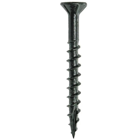 PrimeGuard Plus Exterior Deck Screws Size Eight For Wood To Wood Fastening One And Five Eighths Inch Self Starting Type Seventeen Point With Six Sided Star Drive Black Finish Weather Resistant One Pound Box