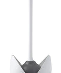 Heavy Duty Toilet Plunger With Hideaway Holder Caddy, The Go-To Bathroom Tool, Compact Design, Gray Base, White Caddy