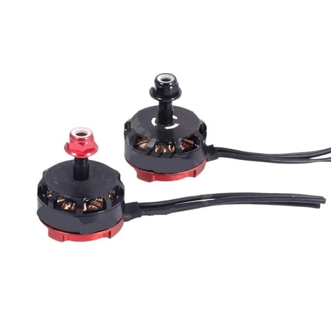 Two 2205 2300KV Brushless Motors For FPV Drones CW CCW, lightweight, shown with wiring and red and black top details.