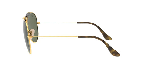 Side view of Unisex Outdoorsman II Aviator Sunglasses With Gold Frame And G Fifteen Green Lenses 62 Millimeter Size For Classic Pilot Style