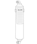 Diagram of Aqua Sentry Inline Replacement Filter for Water Coolers and Fountains with Quick Disconnect Fittings, cylindrical shape.