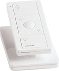 Smart Lighting Pedestal for Pico Remote With Weighted Non Slip Base, Angled Tabletop Stand in White, showcasing remote display.