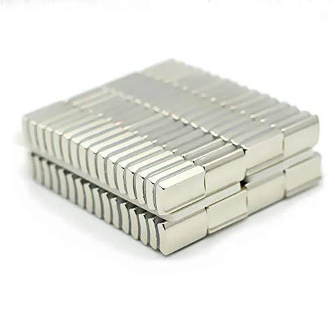 Front view of an 8-pack of silver NdFeB magnets for generators.