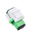 Ten Pack Fiber Optic SC To SC APC Simplex Coupler for Singlemode Cables, zirconia ferrule, white Keystone Jack Adapter, side view