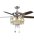 Sleek Crystal Ceiling Fan With Integrated LED Lighting And E27 Socket Remote Control Ultimate Home Upgrade For Bedroom Kitchen Or Foyer To Keep The Vibes Cool And Fresh, featuring chrome-finished blades and crystal accents.