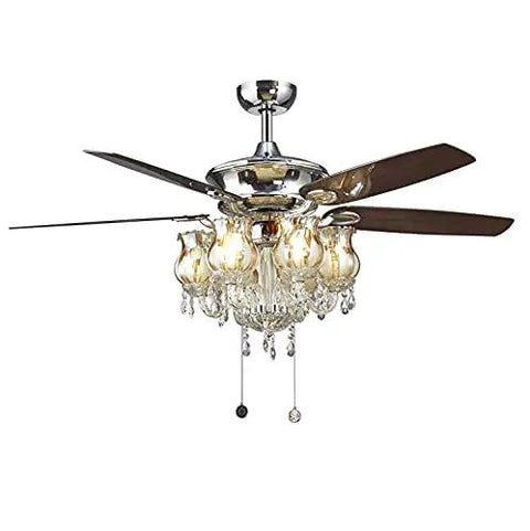 Upgrade Your Space With This Bougie Crystal Ceiling Fan Featuring Bright LED Lighting And Sleek Modern Design in chrome finish.