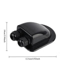 Heavy Duty 2 Pack Dual Hole Solar Cable Gland Junction Box Built From Rock Solid Abs With Badass Weatherproof Seal For Road Ready Rv Boat Marine And Automotive Solar Panel Brackets In Black, side view with dimensions.