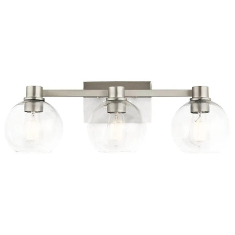 Harmony 24.5 Inch Three Light Vanity Light With Clear Glass Shades In Olde Bronze Finish for bathroom vanity lighting