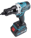 26V Cordless Brushless Rivet Nut Gun With Automatic Memory Mode Led Light For Fast Installation Of M3 Through M12 Steel Or Aluminum Inserts Includes 2000Mah Battery, side view of the tool with battery pack.