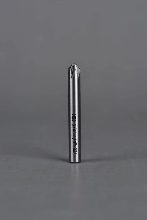 Single drill bit from Five Piece Countersink Drill Bit Set, 82 Degree, Six Flute, HSS Round Shank, Precision Ground, for metal and wood.