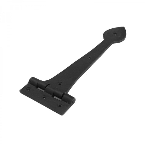 12 Inch Spade Tip Black Wrought Iron Strap Hinge For Gates And Doors, Heavy Duty Indoor Outdoor Hardware, Rust Resistant Finish
