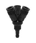 Aluminum Round Pneumatic Manifold Kit With Three 3/8 Inch Steel Automotive Couplers And One 3/8 Inch Steel Plug Preassembled